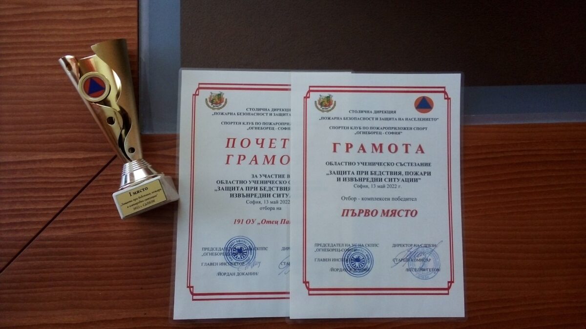 191 ОУ „ Отец Паисий“ участва в областния етап на ученическото състезание „ Защита при бедствия, пожари и извънредни ситуации“. 191 ОУ „ Отец Паисий“ участва в областния етап на ученическото състезание „ Защита при бедствия, пожари и извънредни ситуации“.